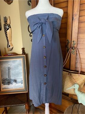 mimi chica denim dress Cotton Denim Dress with Open Back- Juniors